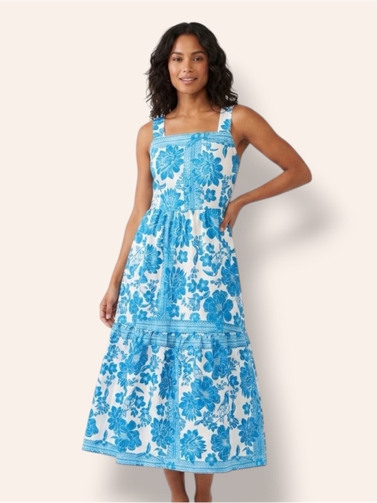 Unk Dresses & Skirts - Unk Blue & White Floral Square-Neck Maxi Dress